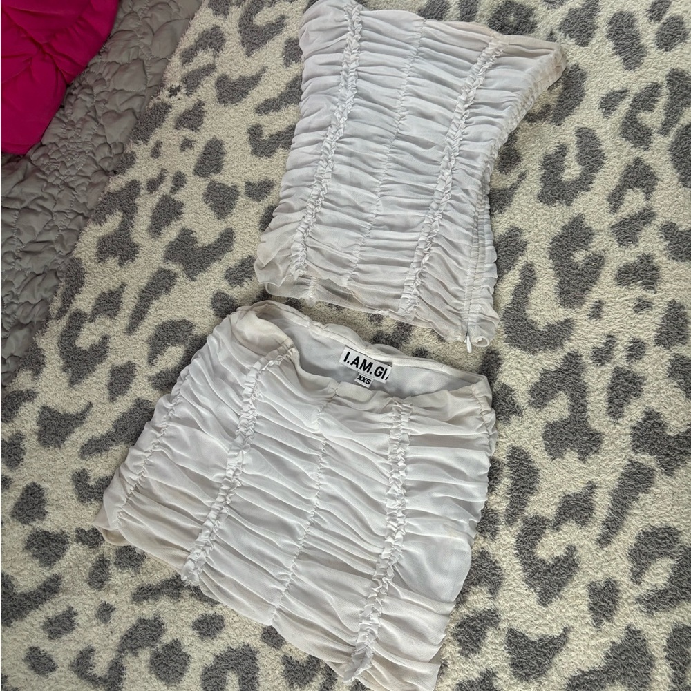 I.AM.GIA White Ruched Skirt Set